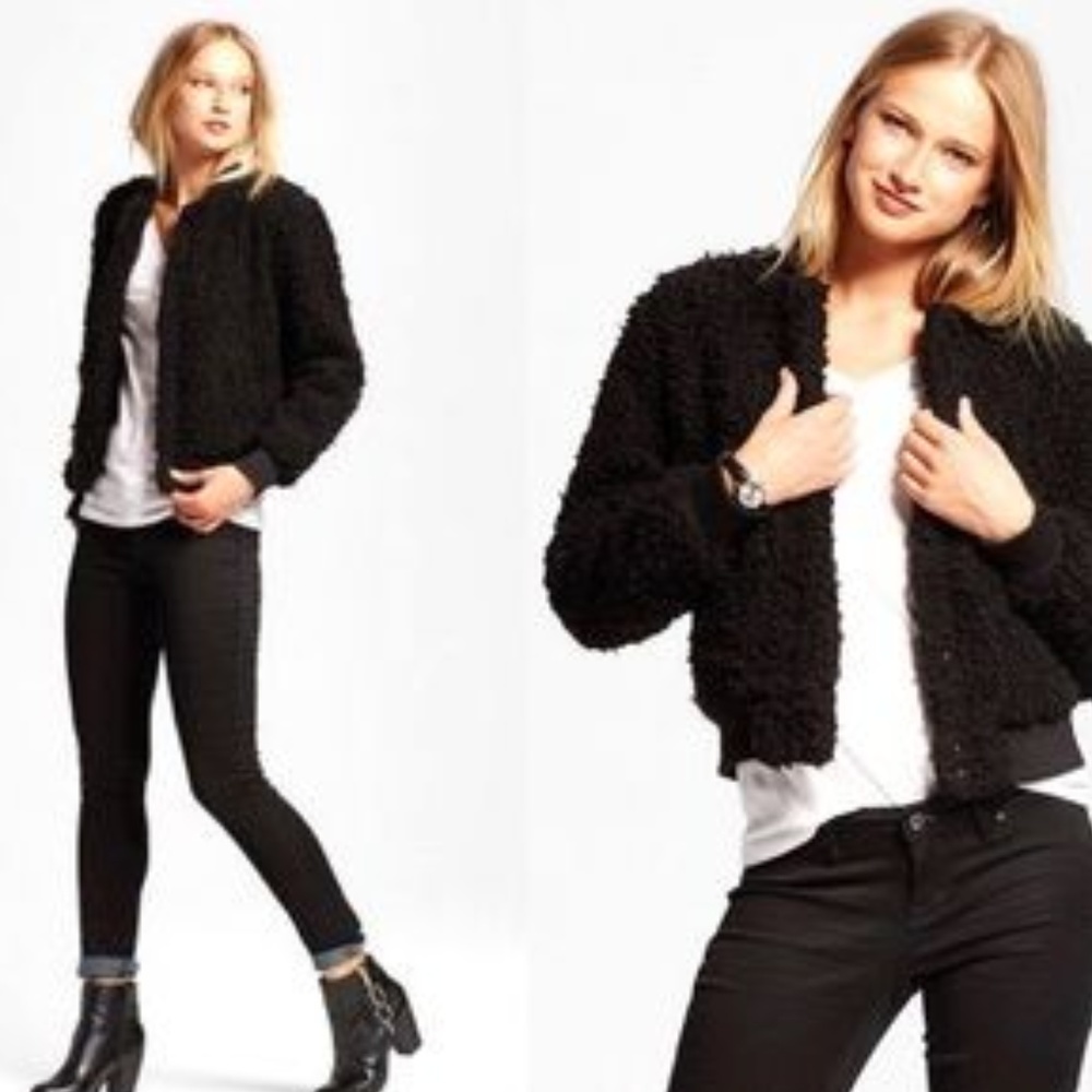 NWOT Who What Wear Teddy Bear Bomber Jacket